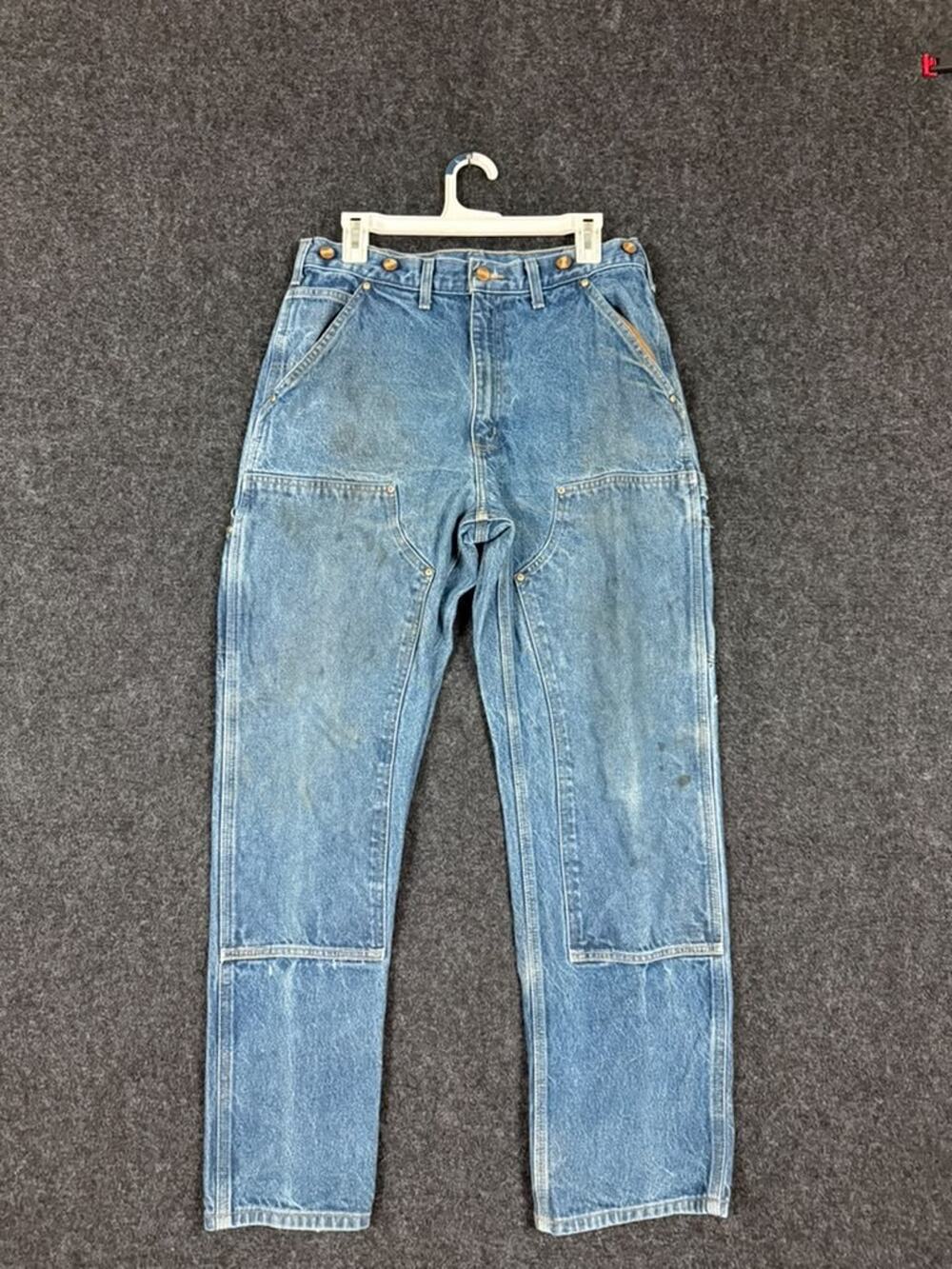 Vintage Carhartt B07 DNM Double Knee Logger Jeans Mens 33x32 Blue Denim Workwear